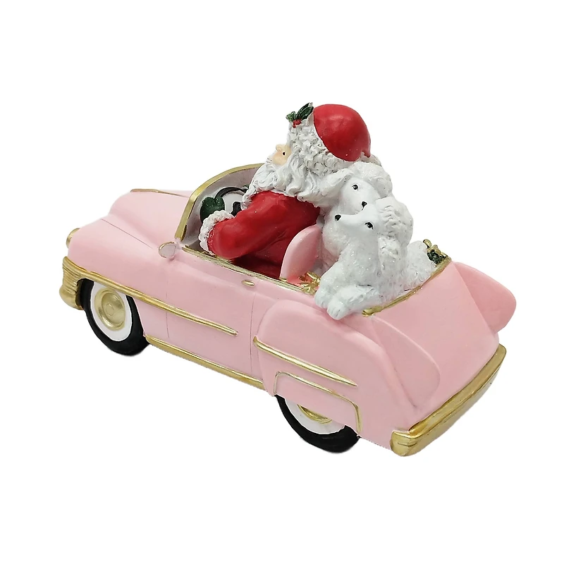 10" Santa & Poodles in Pink Car Tabletop Décor by Ashland®