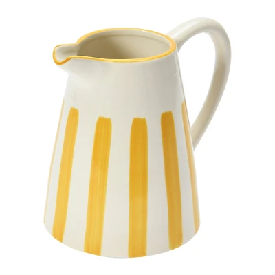 Hello Honey® 6.5" Yellow & White Stripe Stoneware Pitcher