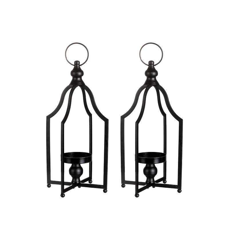 Glitzhome® 16.5" Black Farmhouse Metal Lantern, 2ct.