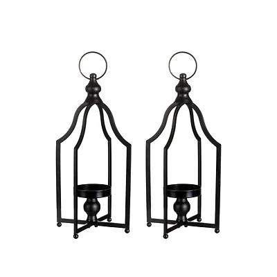 Glitzhome® 16.5" Black Farmhouse Metal Lantern, 2ct.
