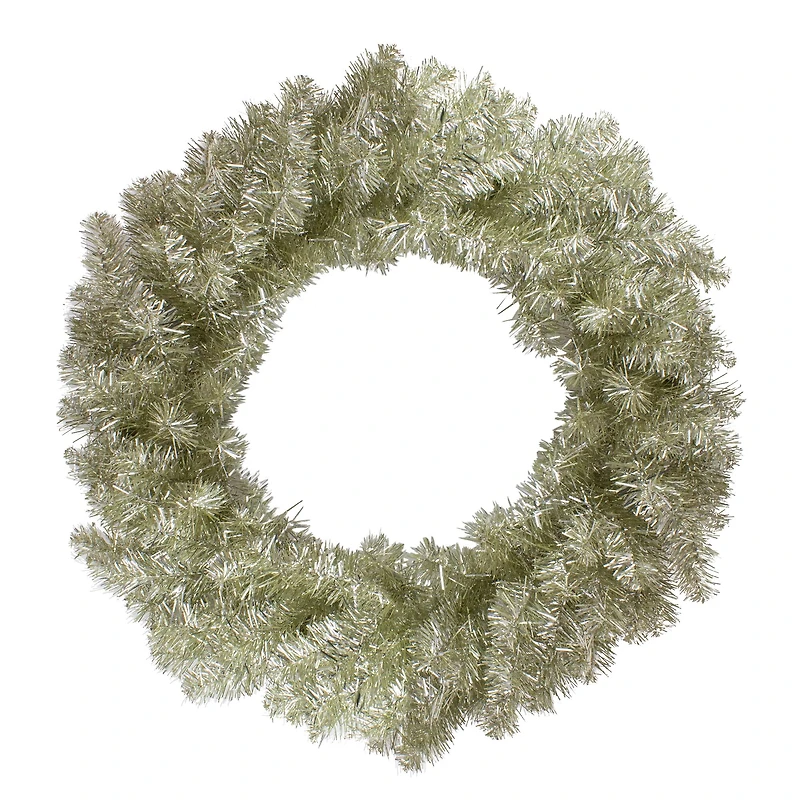 24" Champagne Metallic Double Tinsel Christmas Wreath