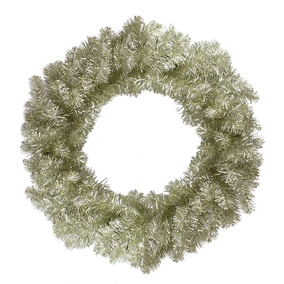 24" Champagne Metallic Double Tinsel Christmas Wreath