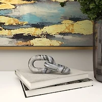 9" Gray Marble Geometric 2 Link Chain Sculpture Décor
