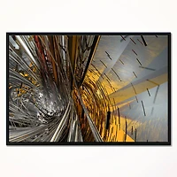 Designart - Fractal Yellow Connected Stripes