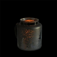 9.5" Reindeer & Tree Silhouette Pillar Candle Holder with Handle