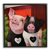 Stupell Industries Best Friends Forever Farm Pigs Happy Fun Animals Framed Wall Art