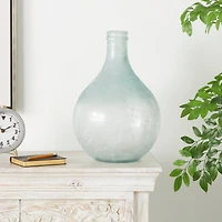 17" Clear Frosted Spanish Glass Bottle Vase