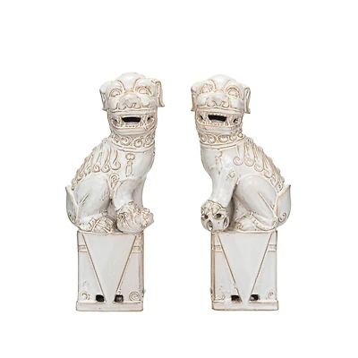 Hello Honey® 13.25" Vintage Reproduction Stoneware Guardian Lions Bookends Set