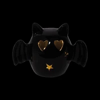 6.5" Black Bat with Heart Eyes LED Ceramic Tabletop Décor by Ashland®