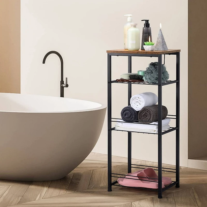 NEX™ 29" Freestanding 4-Tier Storage Shelf with Toilet Paper Holder