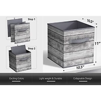 Sorbus 11" Gray Wood Pattern Foldable Storage Cubes, 4ct.
