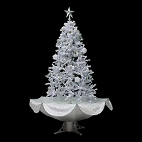 6ft. Pre-Lit Musical Snowing Artificial Tinsel Christmas Tree, White LED Lights