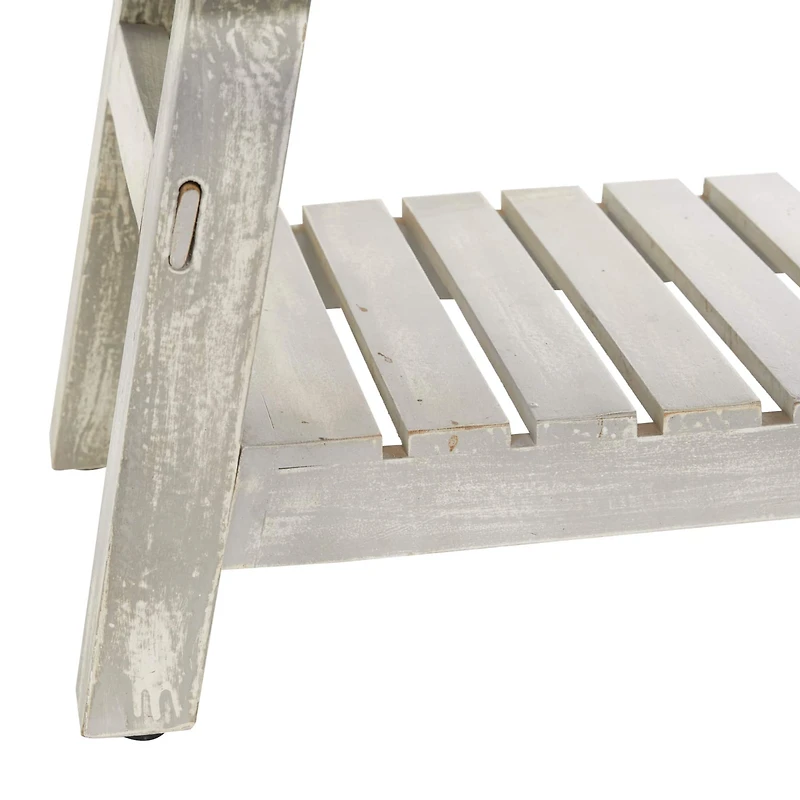 42" Black Wood Bench With Lower Shelf