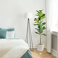 American Art Decor 5ft. Fiddle Fig Tree in White Ceramic Pot