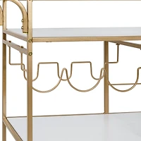 Honey Can Do 3-Tier Gold & White Rolling Bar & Serving Cart with Handles