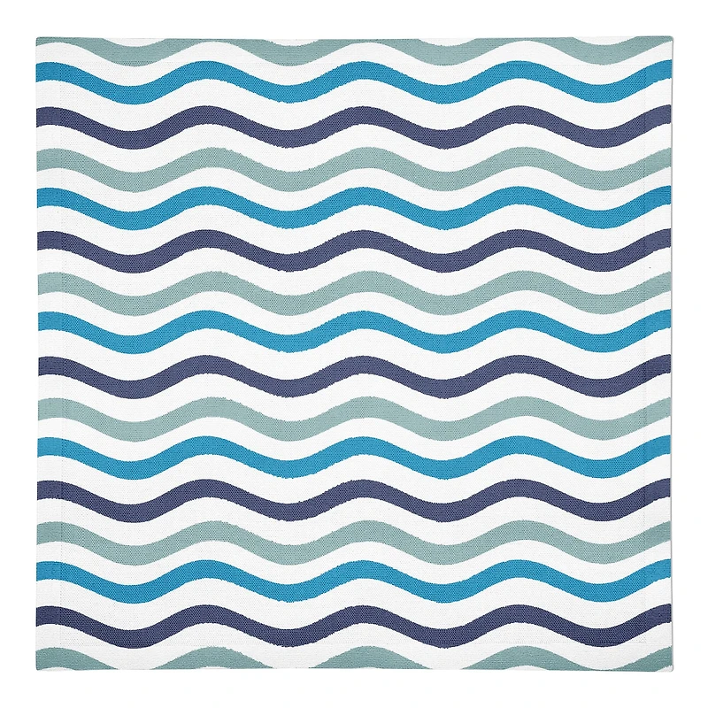 Blue Wavy Lines Cotton Twill Napkin