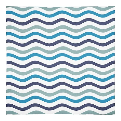 Blue Wavy Lines Cotton Twill Napkin