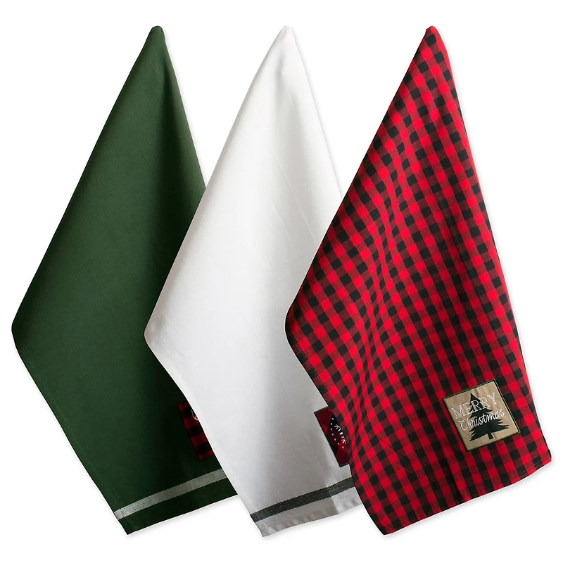 DII® Christmas Fireside Embellished Dishtowels Set