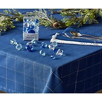 Blue Metallic Windowpane Tablecloth 70" Round