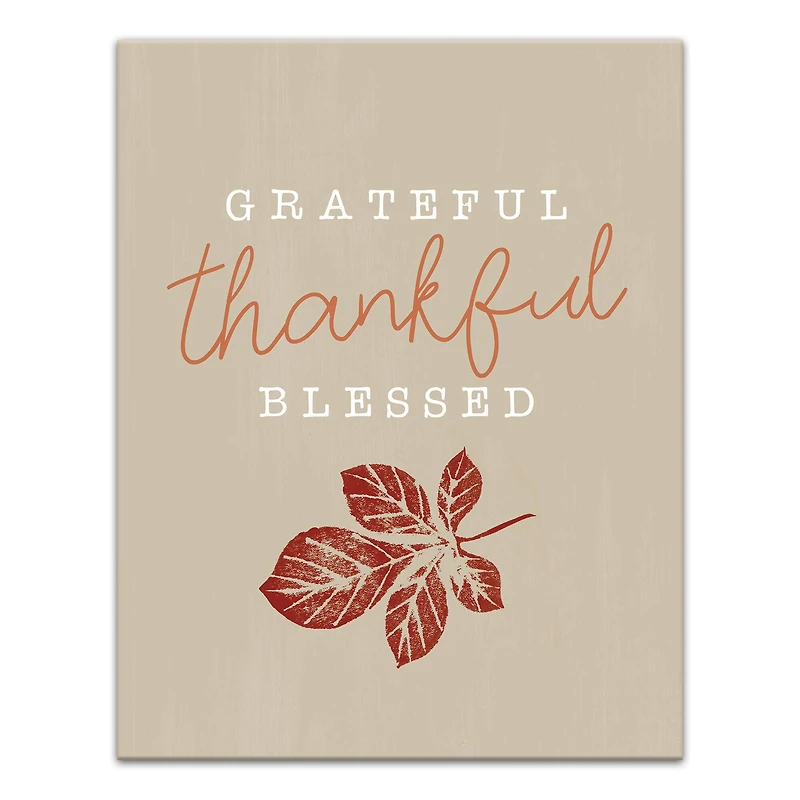 Grateful Thankful Blessed Canvas Wall Art