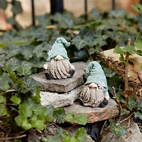 5.25" Faux Stone Garden Gnome with Flower Figurines Set