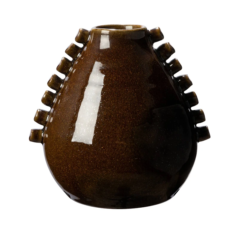 Hello Honey® 7" Brown Terra Cotta Vase with Hobnails