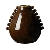 Hello Honey® 7" Brown Terra Cotta Vase with Hobnails