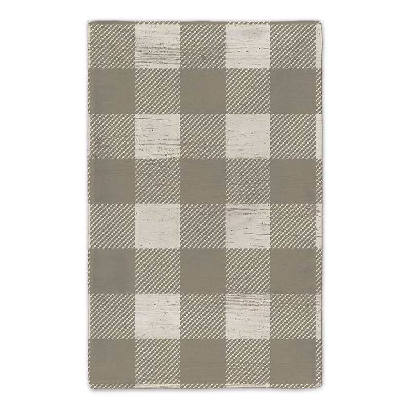 Our Cozy Kitchen Taupe Buffalo Check Tea Towel - Set of 2