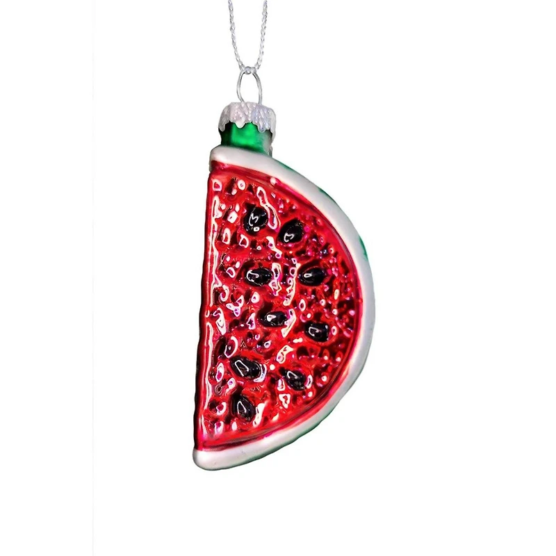 Wizardi 12" Glass Watermelon Slice Christmas Ornament