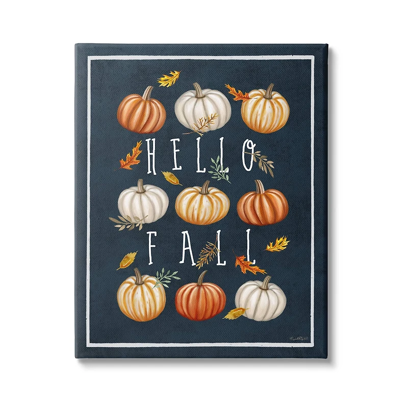 Stupell Industries Hello Fall Mixed Pumpkins Canvas Wall Art