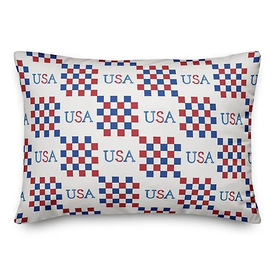 20" x 14" USA Check Pattern Indoor Outdoor Pillow