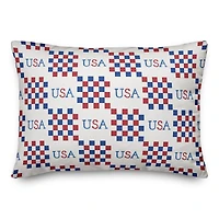 20" x 14" USA Check Pattern Indoor Outdoor Pillow