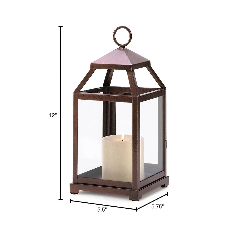 12" Rustic Bronze Contemporary Lantern