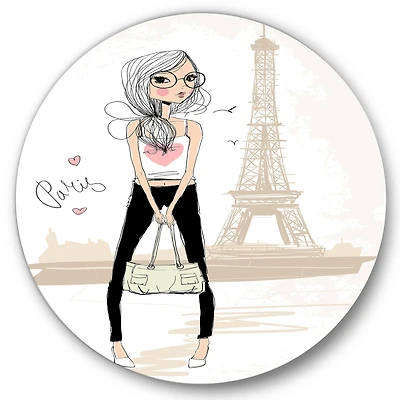 Designart - Cute Girl By The Tour Eiffel In Paris