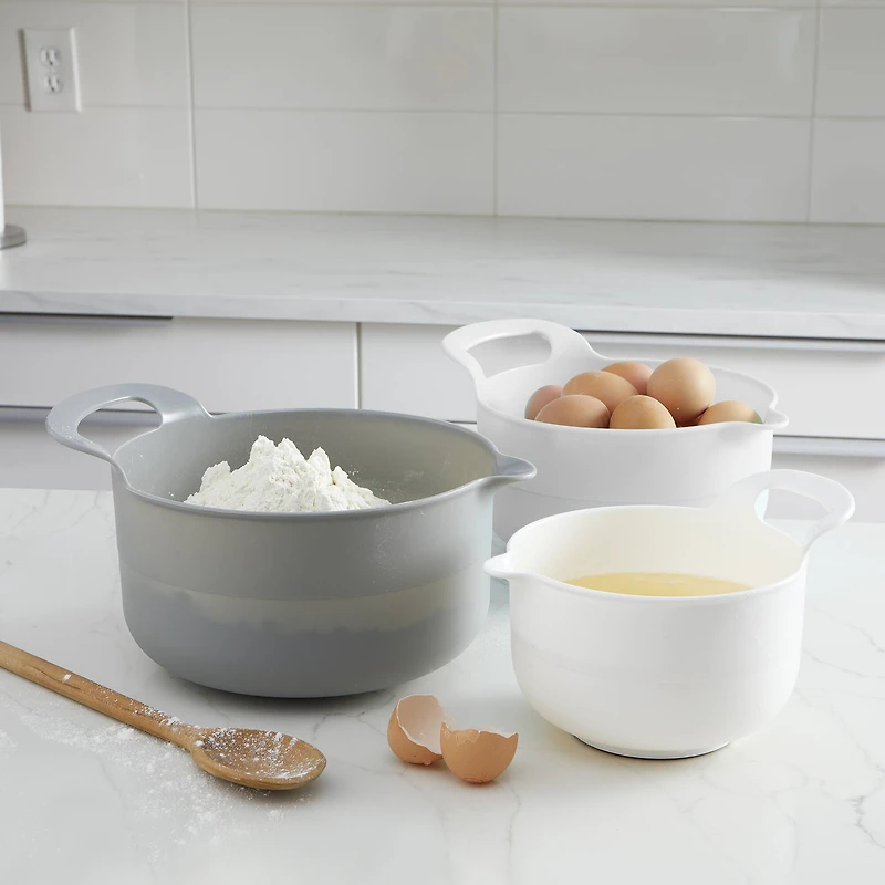 Gray & White Mixing Bowl Set by Makery™