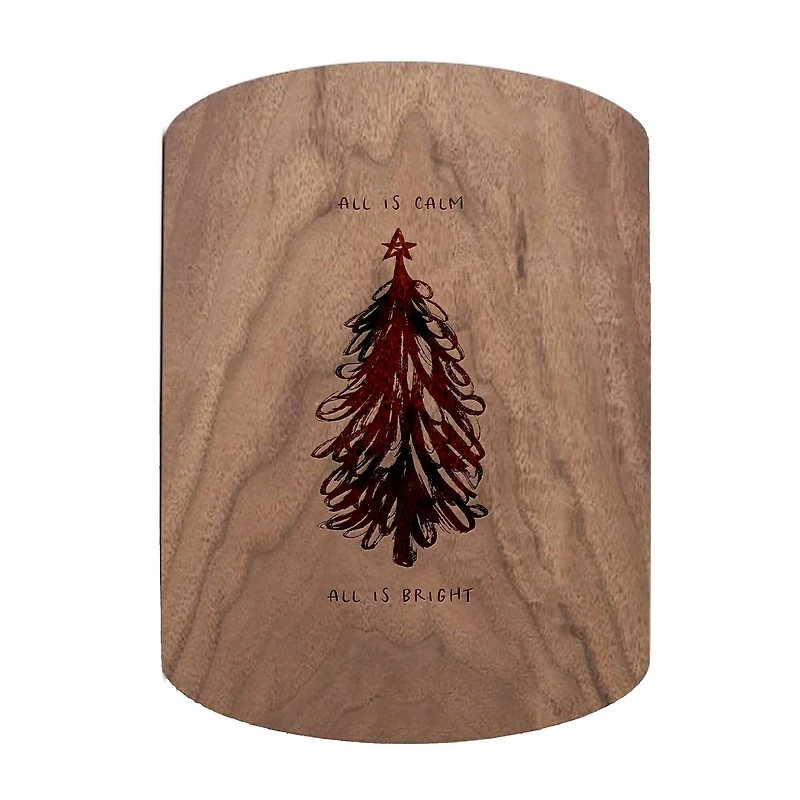 All is Calm All is Bright 11" x 8" Walnut Oval Cutting Board