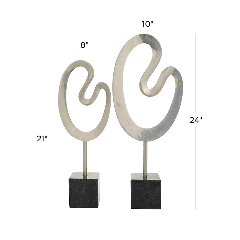 CosmoLiving by Cosmopolitan Silver Marble Contemporary Sculpture, 24" x 21"