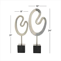 CosmoLiving by Cosmopolitan Silver Marble Contemporary Sculpture, 24" x 21"