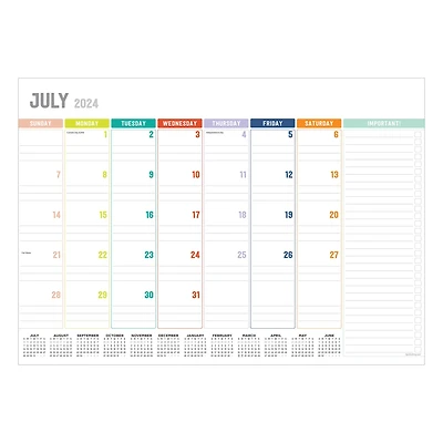 TF Publishing 2024-2025 Medium Rainbow Blocks Desk Pad Calendar
