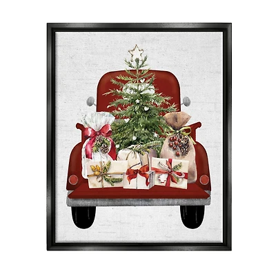 Stupell Industries Country Truck Christmas Gifts Framed Floater Canvas Wall Art