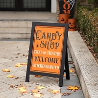 Glitzhome® 24" Halloween Wooden "Candy Shop" Standing Or Hanging Easel Sign