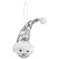 Snowman Head with Sequin Santa Hat Christmas Ornament - 6"