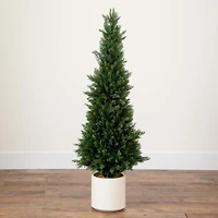 4ft. UV-Resistant Cedar Tree in White Planter