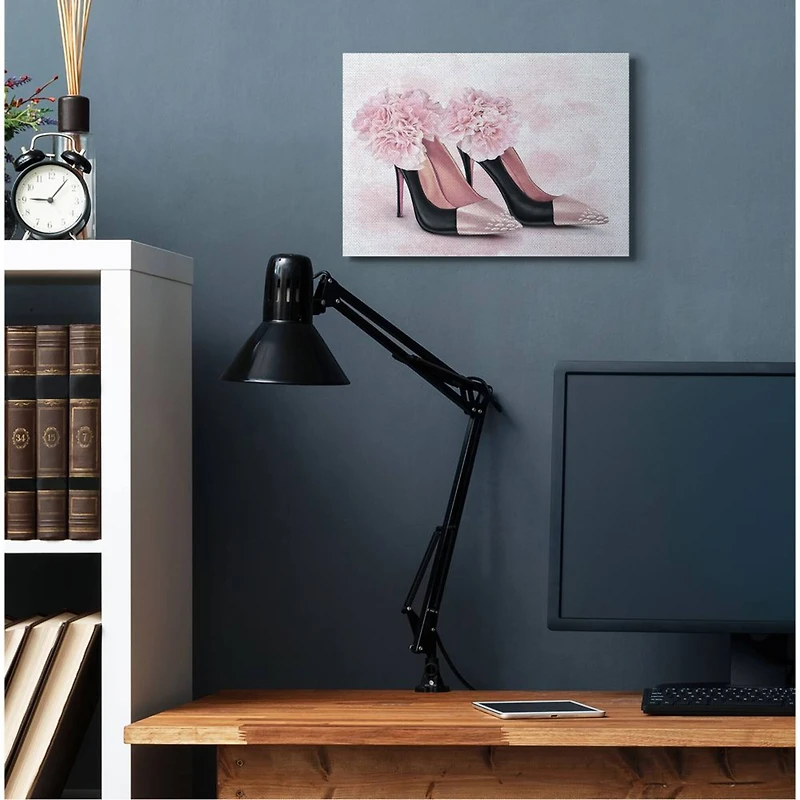 Stupell Industries Fashion Heels Pink Flower Glam Design Canvas Wall Art