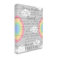 Stupell Industries My Daughter You Are Loved Quote Charming Rainbows Canvas Wall Art