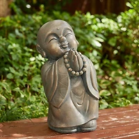 Glitzhome® 16.5" Faux Bronze Little Buddha Monk Garden Statue