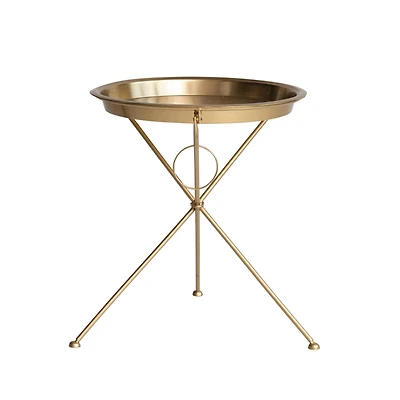 Hello Honey® 21" Brass Finish Art Deco Metal Folding Tray Table