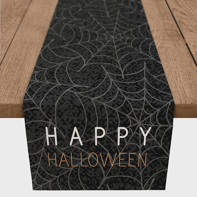 Happy Halloween Spider Webs 16" x 72" Cotton Twill Runner