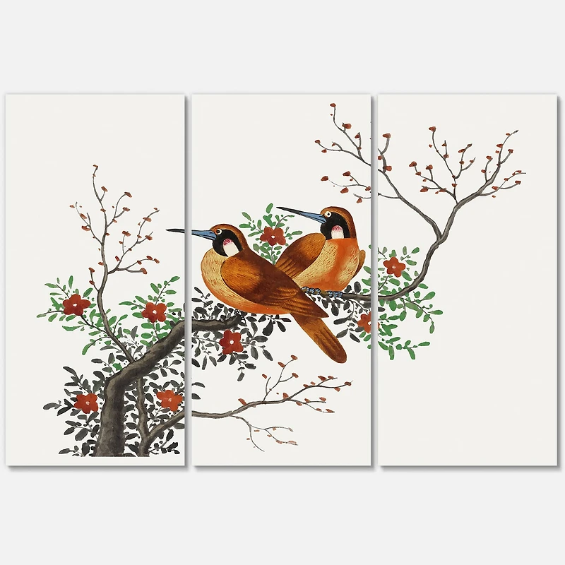 Designart - Two Chinese Birds On A Flowering Tree Branch