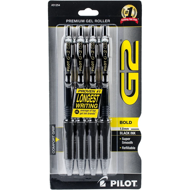 Pilot G2 Bold 1.0mm Black Premium Gel Roller Pen Set
